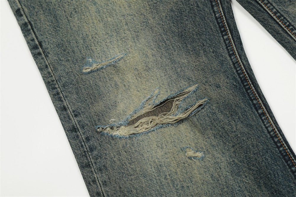 American Retro Tattered Jeans Denim Trousers Men - Street Savage CultureAmerican Retro Tattered Jeans Denim Trousers Men