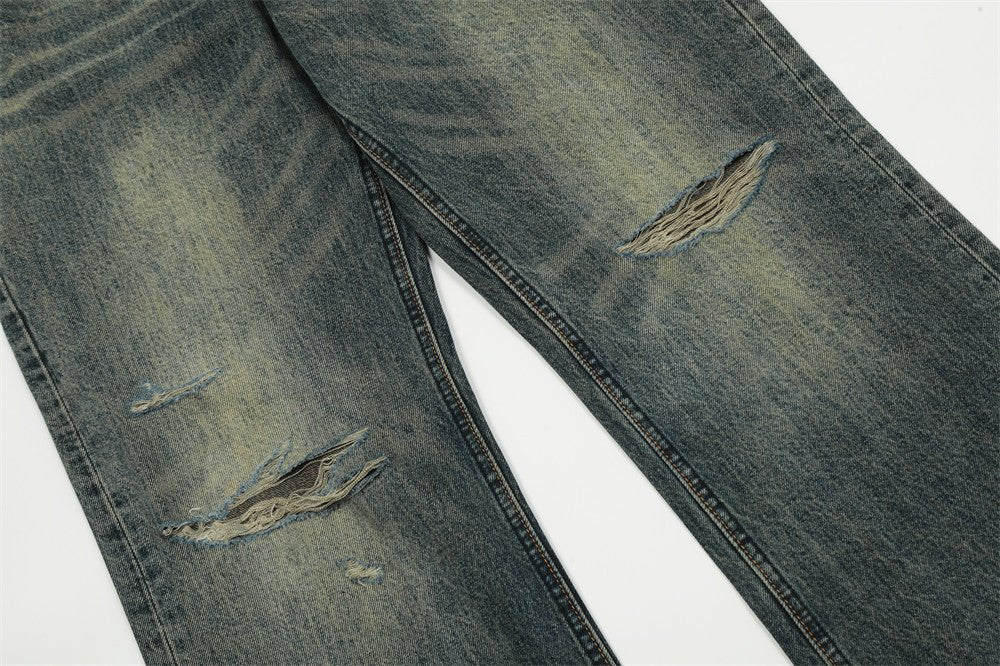 American Retro Tattered Jeans Denim Trousers Men - Street Savage CultureAmerican Retro Tattered Jeans Denim Trousers Men