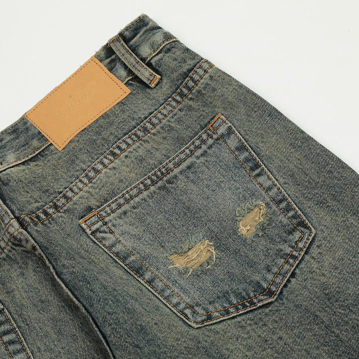 American Retro Tattered Jeans Denim Trousers Men - Street Savage CultureAmerican Retro Tattered Jeans Denim Trousers Men