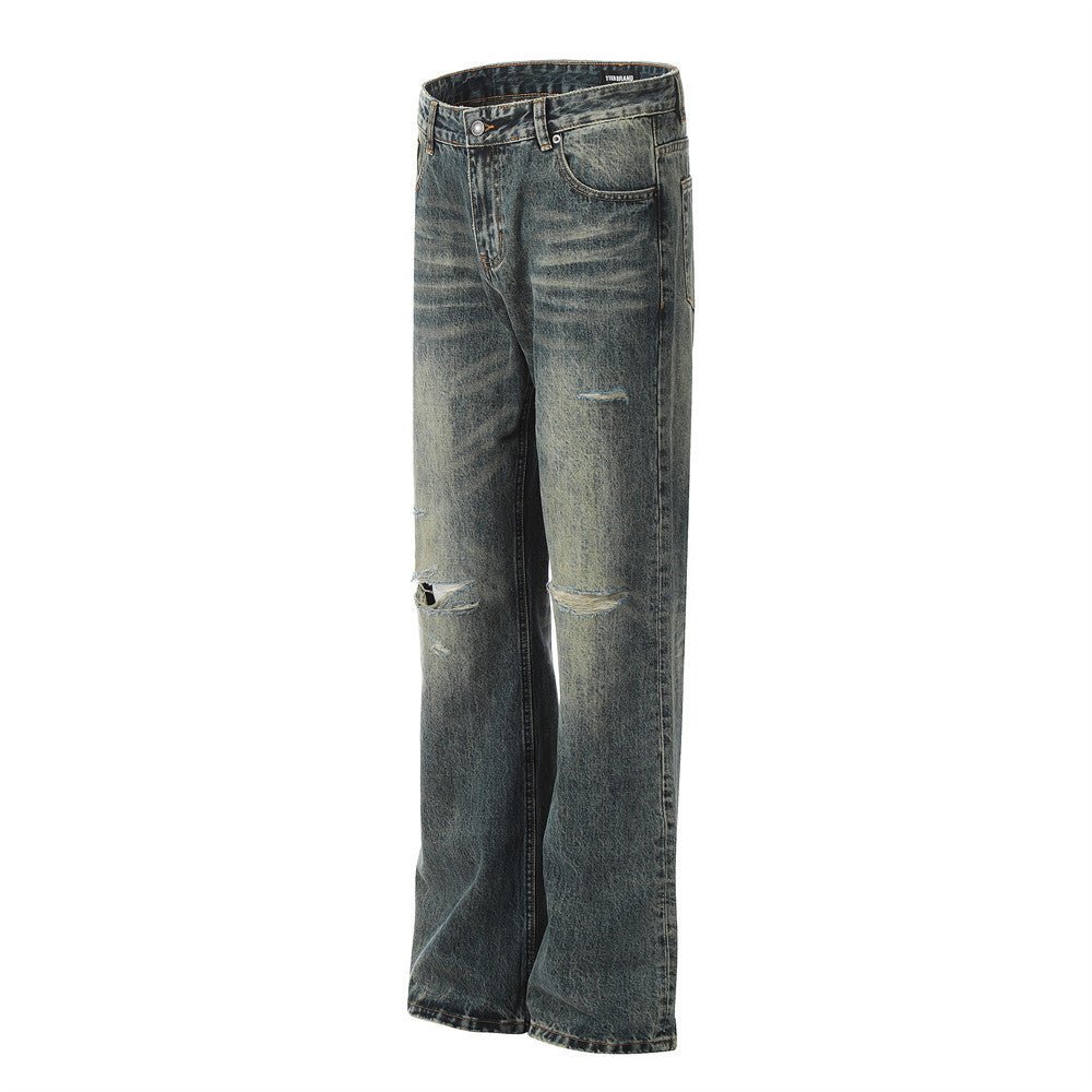 American Retro Tattered Jeans Denim Trousers Men - Street Savage CultureAmerican Retro Tattered Jeans Denim Trousers Men