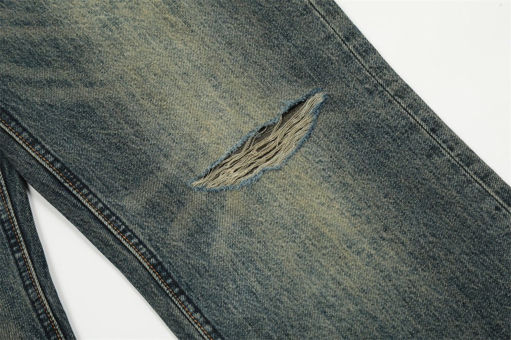 American Retro Tattered Jeans Denim Trousers Men - Street Savage CultureAmerican Retro Tattered Jeans Denim Trousers Men