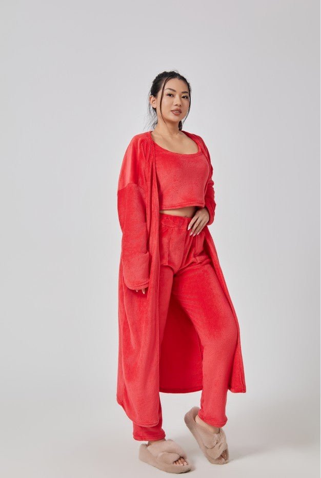 Cozy Pajama Set, 3 Piece Lounge Set, Cute Loungewear, Warm Suit Sets, Matching Set, Lounge Set, 3 Piece Pant Sets, Women Winter Dress - Street Savage CultureCozy Pajama Set, 3 Piece Lounge Set, Cute Loungewear, Warm Suit Sets, Matching Set, Lounge Set, 3 Piece Pant Sets, Women Winter Dress