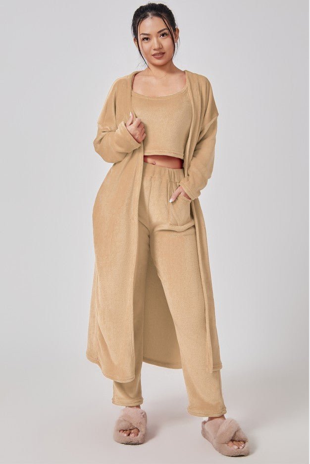 Cozy Pajama Set, 3 Piece Lounge Set, Cute Loungewear, Warm Suit Sets, Matching Set, Lounge Set, 3 Piece Pant Sets, Women Winter Dress - Street Savage CultureCozy Pajama Set, 3 Piece Lounge Set, Cute Loungewear, Warm Suit Sets, Matching Set, Lounge Set, 3 Piece Pant Sets, Women Winter Dress