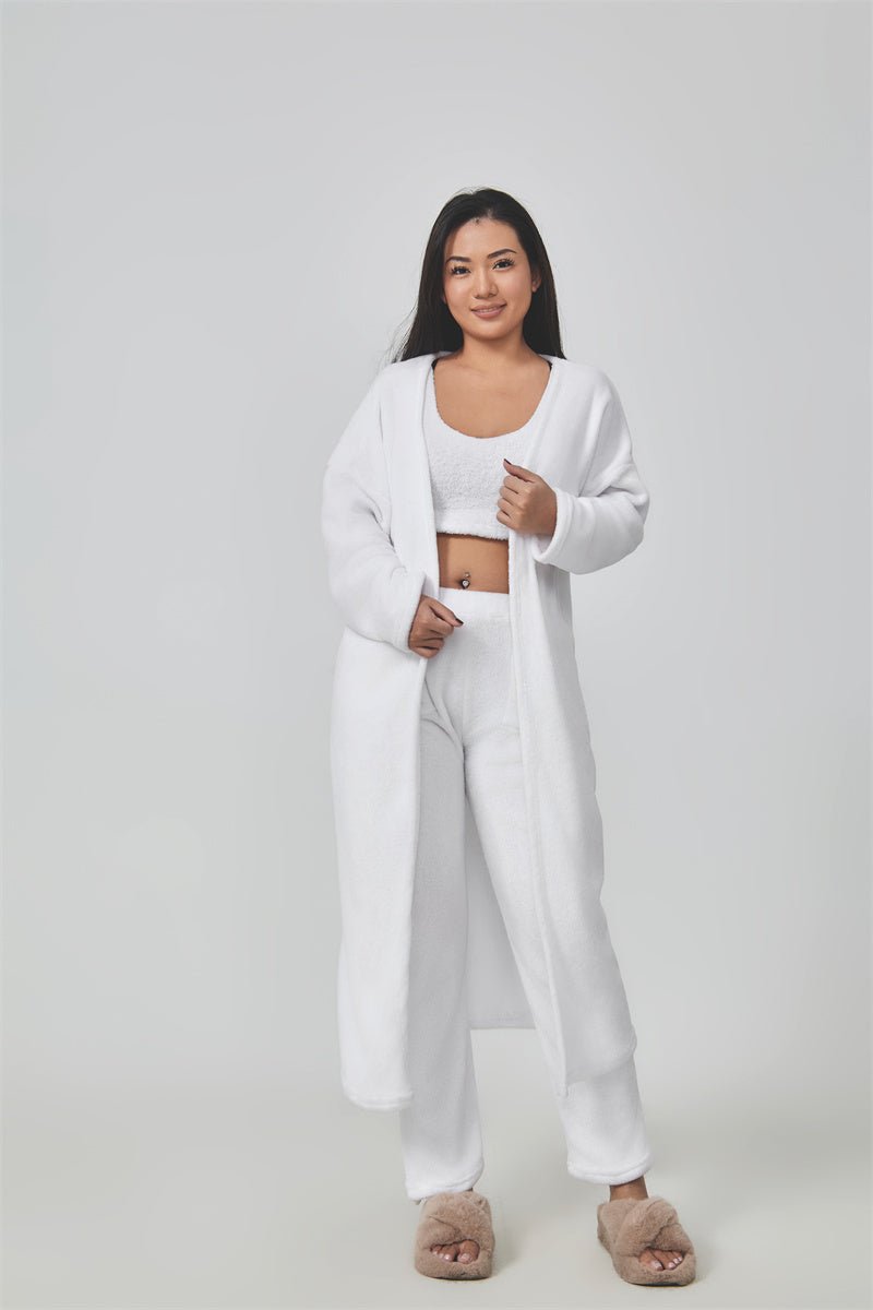 Cozy Pajama Set, 3 Piece Lounge Set, Cute Loungewear, Warm Suit Sets, Matching Set, Lounge Set, 3 Piece Pant Sets, Women Winter Dress - Street Savage CultureCozy Pajama Set, 3 Piece Lounge Set, Cute Loungewear, Warm Suit Sets, Matching Set, Lounge Set, 3 Piece Pant Sets, Women Winter Dress