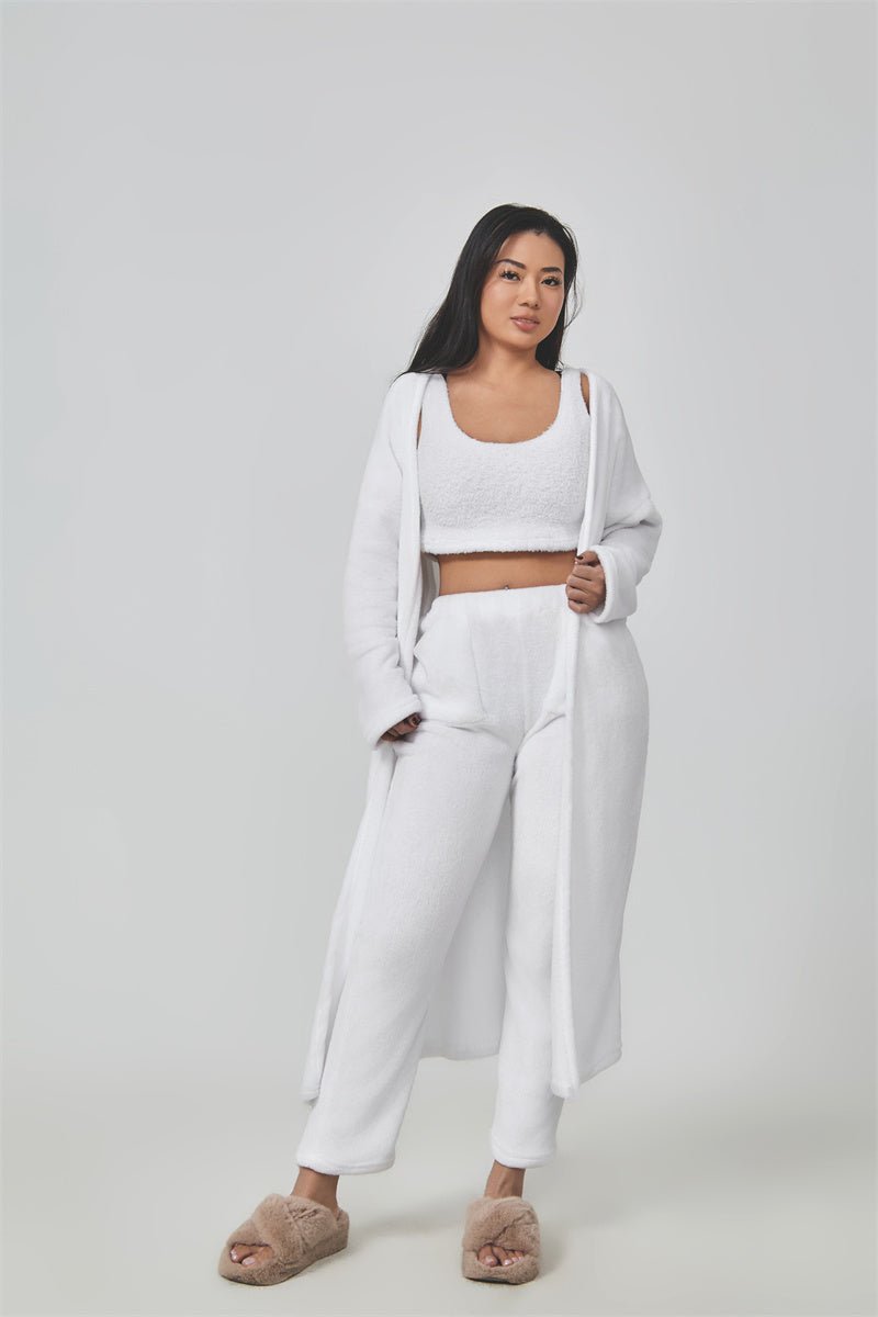 Cozy Pajama Set, 3 Piece Lounge Set, Cute Loungewear, Warm Suit Sets, Matching Set, Lounge Set, 3 Piece Pant Sets, Women Winter Dress - Street Savage CultureCozy Pajama Set, 3 Piece Lounge Set, Cute Loungewear, Warm Suit Sets, Matching Set, Lounge Set, 3 Piece Pant Sets, Women Winter Dress