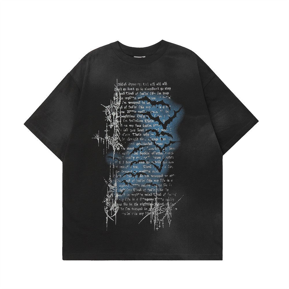 Dark Bat Letter Printed T-shirt For Men - Street Savage CultureDark Bat Letter Printed T-shirt For Men