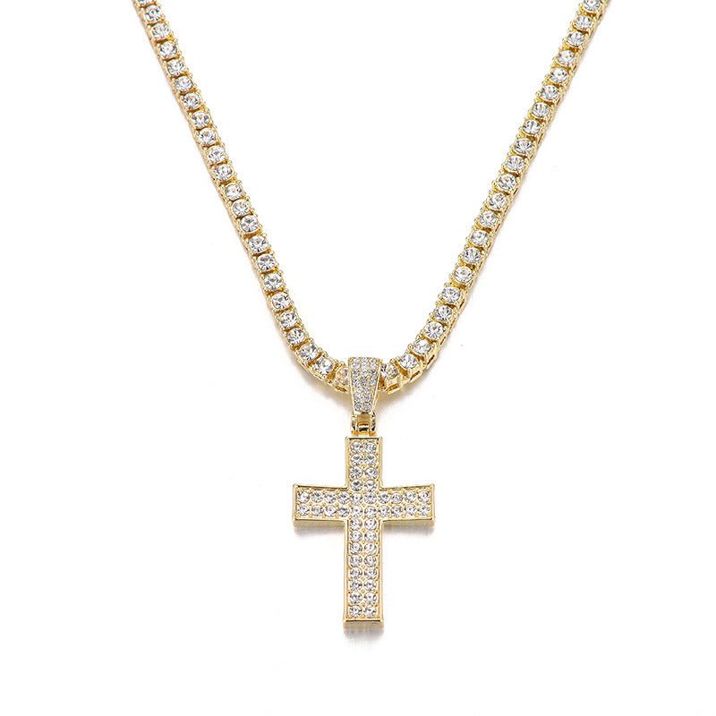 Diamond Cross Pendant Necklace Fashion Punk Jewelry Unisex Clavicle Chain Jewelry - Fashion TechDiamond Cross Pendant Necklace Fashion Punk Jewelry Unisex Clavicle Chain Jewelry