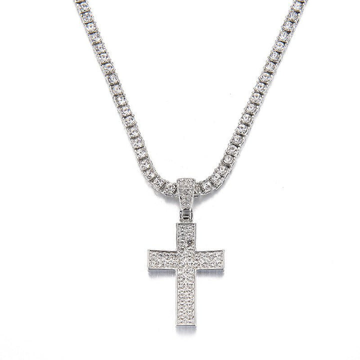 Diamond Cross Pendant Necklace Fashion Punk Jewelry Unisex Clavicle Chain Jewelry - Fashion TechDiamond Cross Pendant Necklace Fashion Punk Jewelry Unisex Clavicle Chain Jewelry