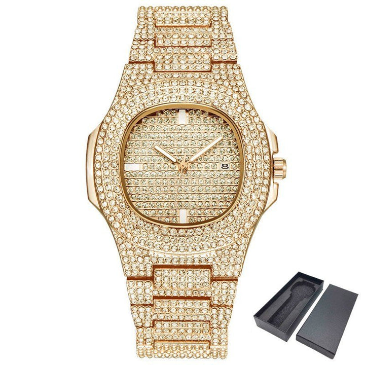 Dropshipping ICE - Out Bling Diamond Luxury Watch Men Gold Hi - Fashion TechDropshipping ICE - Out Bling Diamond Luxury Watch Men Gold Hi