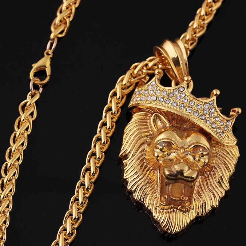 Europe and the United States selling diamond crown lion hip - hop luminous necklaces men Unisex gold - plated hiphop luminous Pendant - Fashion TechEurope and the United States selling diamond crown lion hip - hop luminous necklaces men Unisex gold - plated hiphop luminous Pendant