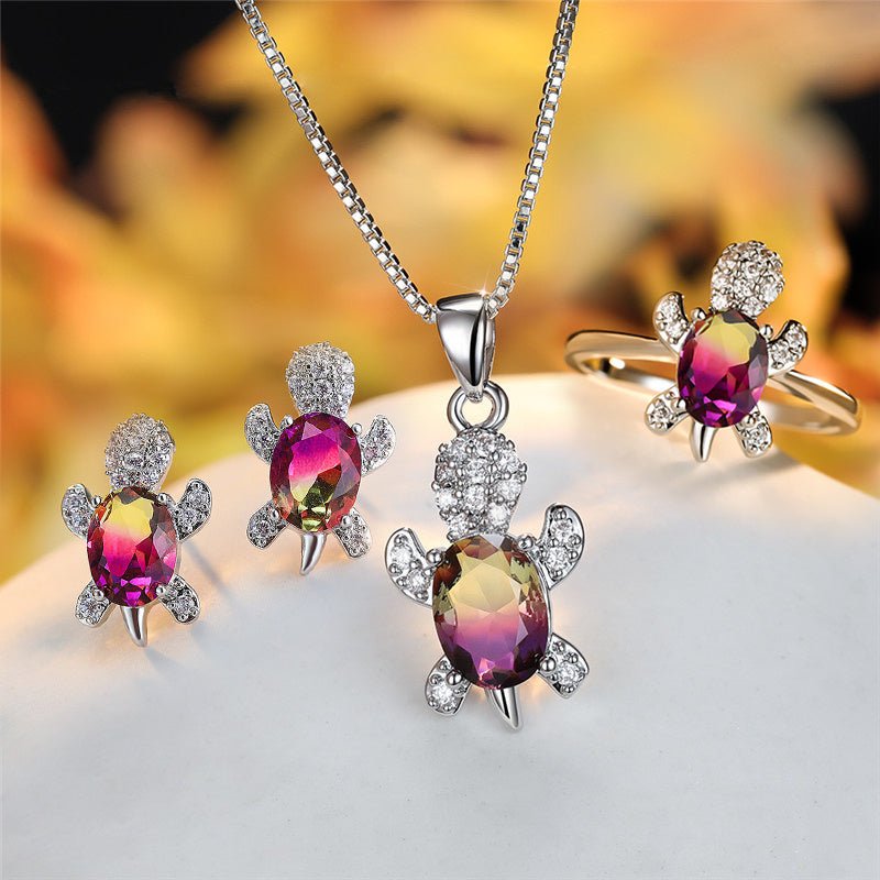 Fashion Oval Zircon Pendant Turtle Shape Necklaces With Rainbow Stone Multicolor Animal Necklace Jewelry For Woman And Children - Street Savage CultureFashion Oval Zircon Pendant Turtle Shape Necklaces With Rainbow Stone Multicolor Animal Necklace Jewelry For Woman And Children