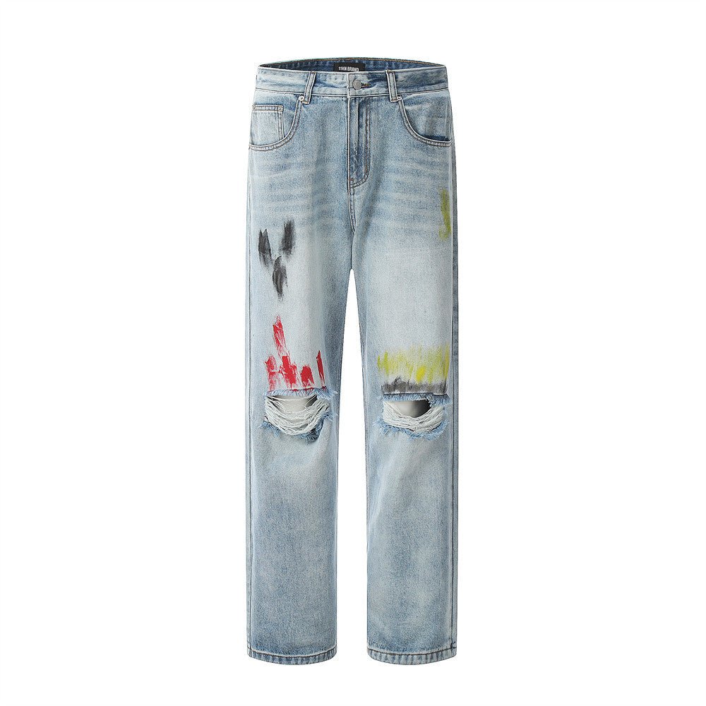 Fashion Personalized Graffiti Ripped Jeans Men - Street Savage CultureFashion Personalized Graffiti Ripped Jeans Men