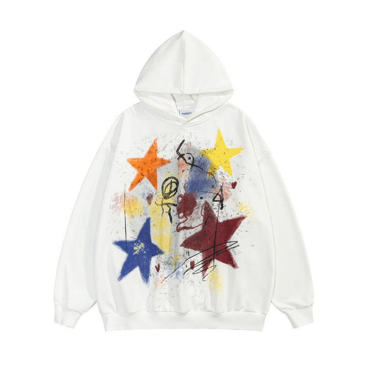 Five - pointed Star Graffiti Splash Ink Printed Hoodie Men - Street Savage CultureFive - pointed Star Graffiti Splash Ink Printed Hoodie Men