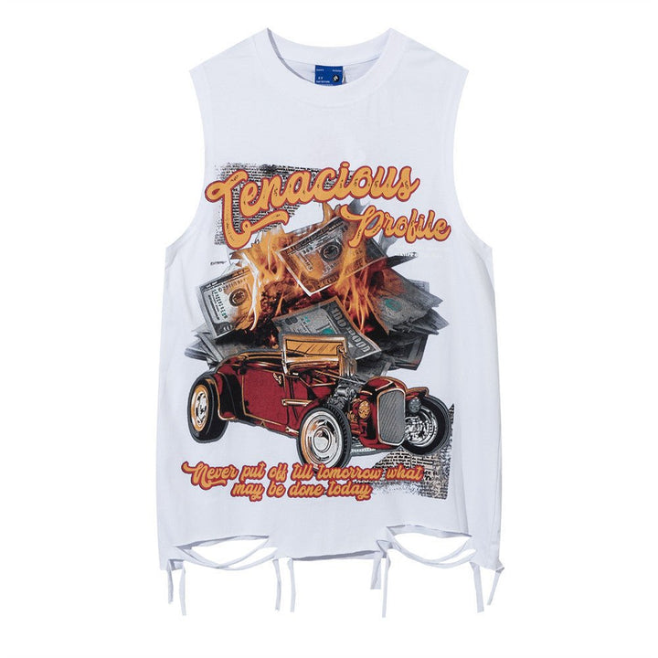 Flame Banknote Car Printed T-shirt Men - Fashion TechFlame Banknote Car Printed T-shirt Men