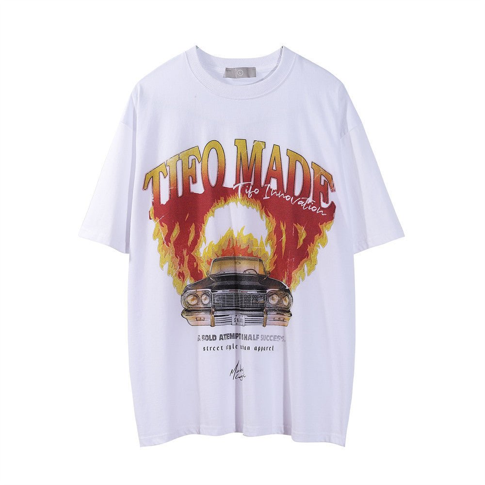 Flame Car Printed T-shirt Men - Fashion TechFlame Car Printed T-shirt Men