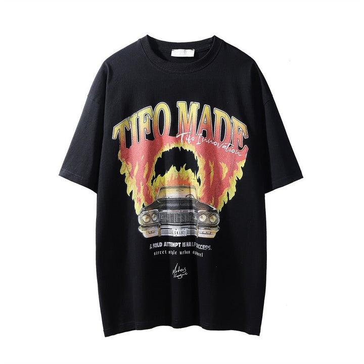 Flame Car Printed T-shirt Men - Fashion TechFlame Car Printed T-shirt Men