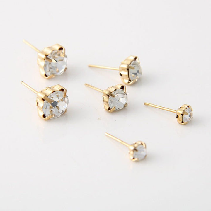 Four - claw Crystal Diamond Gold Fashionable Earrings Small Jewelry - Fashion TechFour - claw Crystal Diamond Gold Fashionable Earrings Small Jewelry