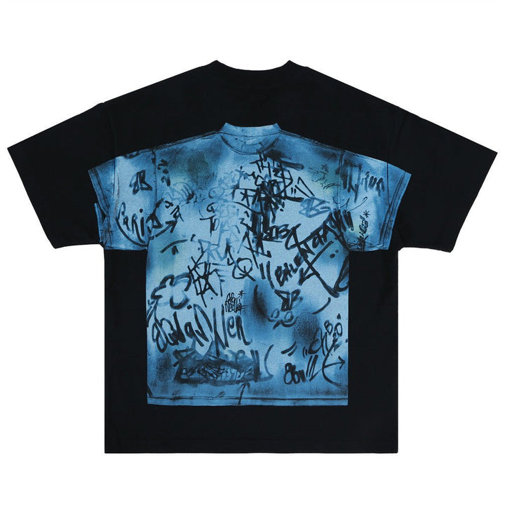 Graffiti Printing Short - sleeved T-shirt For Men - Street Savage CultureGraffiti Printing Short - sleeved T-shirt For Men