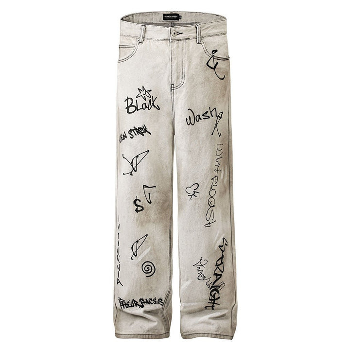 Hand - painted Graffiti Printing Jeans For Men - Street Savage CultureHand - painted Graffiti Printing Jeans For Men