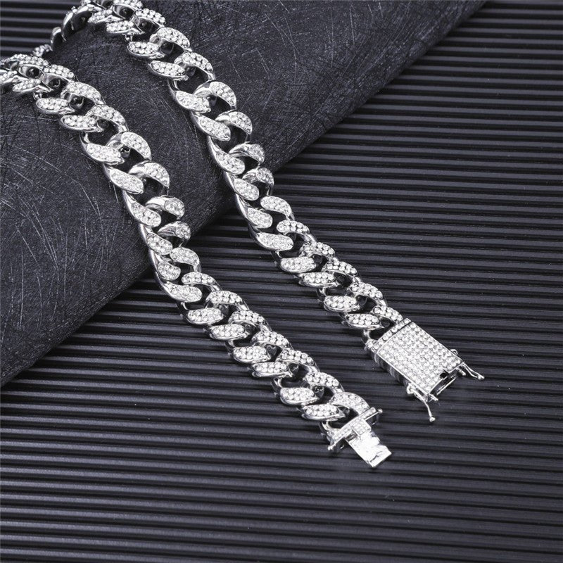 Hiphop hiphop full diamond cuban necklace men set - Fashion TechHiphop hiphop full diamond cuban necklace men set