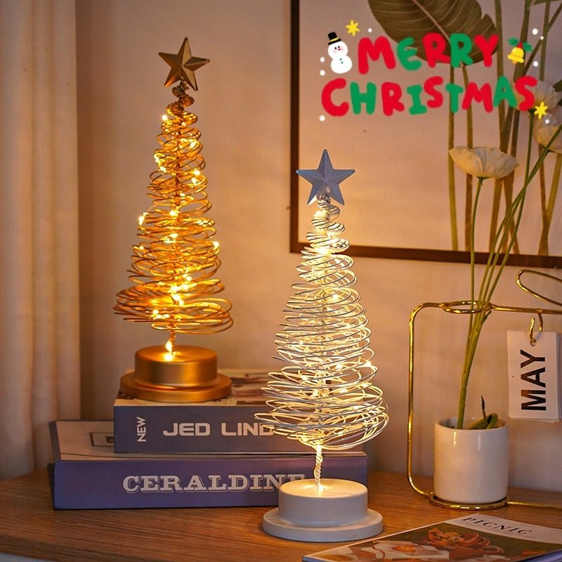 LED Christmas Tree Spiral Light Table Ornament Wrought Iron Xmas Tree Bedroom Desk Lamp Christmas Atmosphere Night Light Decor - Street Savage CultureLED Christmas Tree Spiral Light Table Ornament Wrought Iron Xmas Tree Bedroom Desk Lamp Christmas Atmosphere Night Light Decor