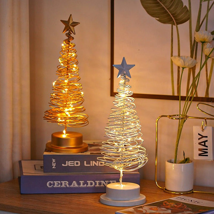 LED Christmas Tree Spiral Light Table Ornament Wrought Iron Xmas Tree Bedroom Desk Lamp Christmas Atmosphere Night Light Decor - Street Savage CultureLED Christmas Tree Spiral Light Table Ornament Wrought Iron Xmas Tree Bedroom Desk Lamp Christmas Atmosphere Night Light Decor