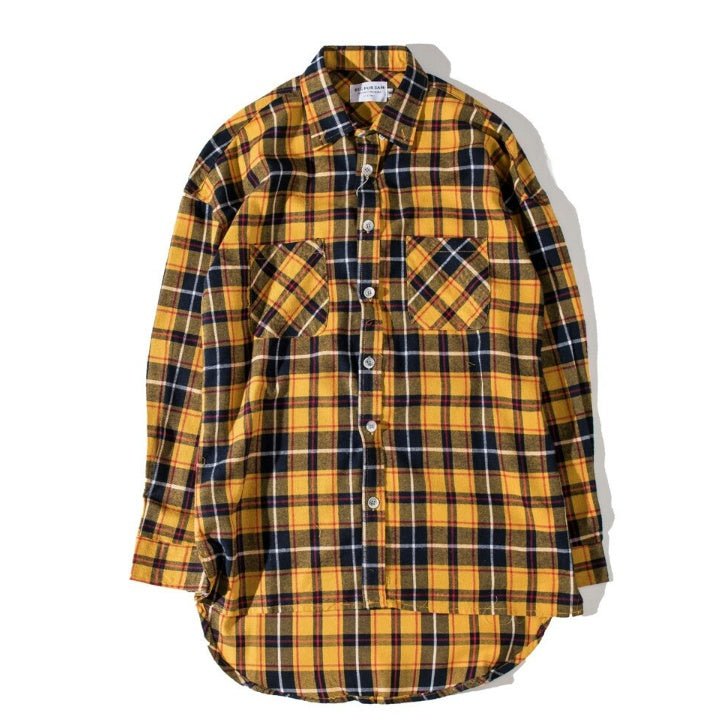 Men T-shirt grid yellow black men coat - Fashion TechMen T-shirt grid yellow black men coat