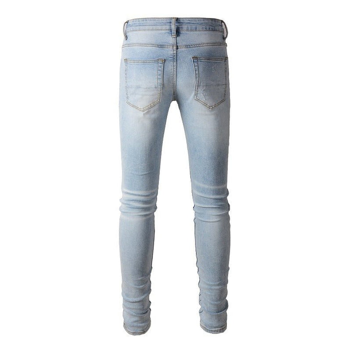 Men's Ripped Denim Casual Trousers Slightly Elastic - Street Savage CultureMen's Ripped Denim Casual Trousers Slightly Elastic