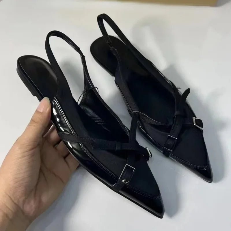 New Fashion Women's Flats Bottom Slingback Black - Street Savage CultureNew Fashion Women's Flats Bottom Slingback Black