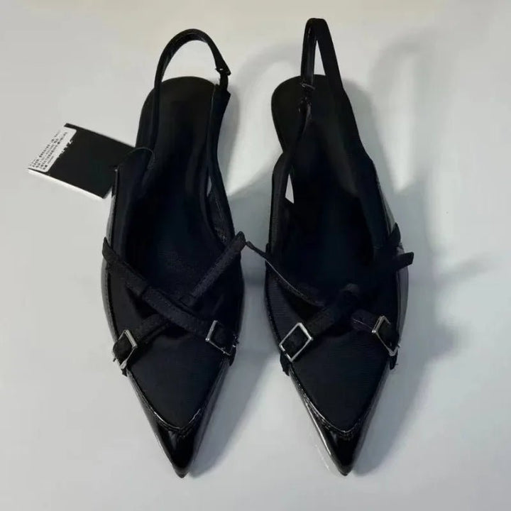 New Fashion Women's Flats Bottom Slingback Black - Street Savage CultureNew Fashion Women's Flats Bottom Slingback Black