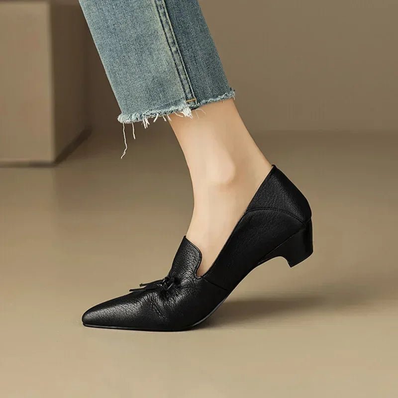 office lady elegant black shoes Women's pointed Toe mid Heels 2025 - Street Savage Cultureoffice lady elegant black shoes Women's pointed Toe mid Heels 2025