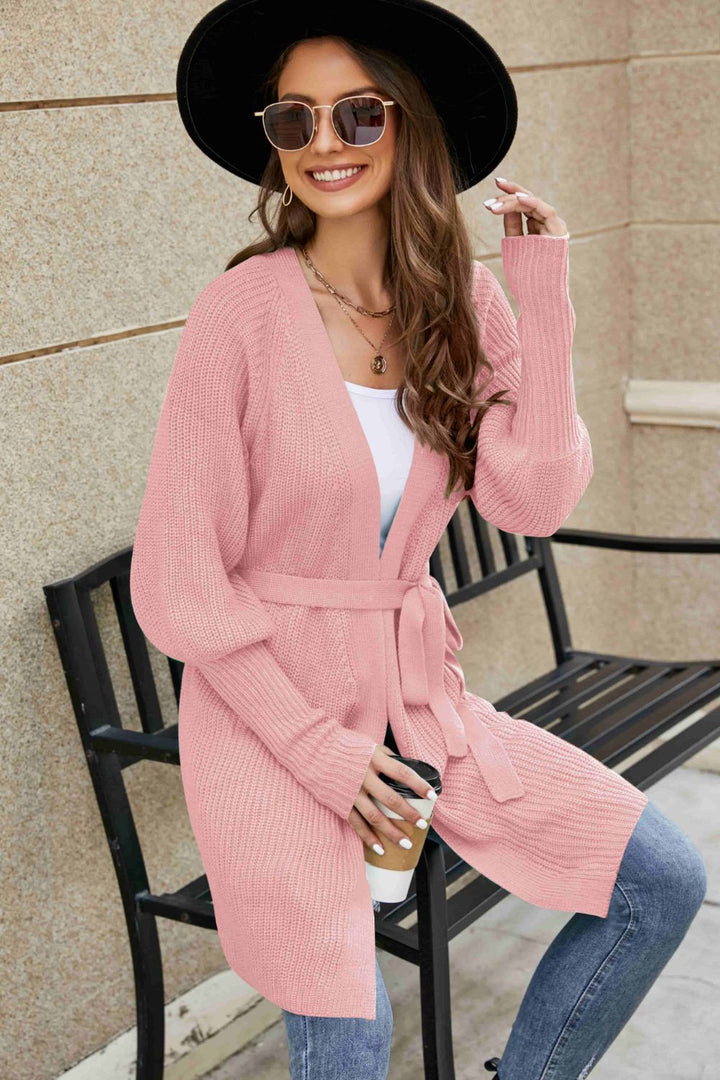 Open Front Lantern Sleeve Cardigan - Fashion TechOpen Front Lantern Sleeve Cardigan