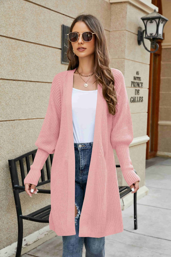 Open Front Lantern Sleeve Cardigan - Fashion TechOpen Front Lantern Sleeve Cardigan