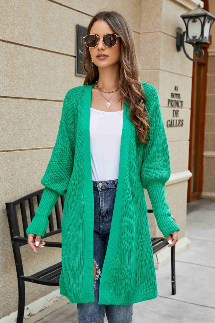 Open Front Lantern Sleeve Cardigan - Fashion TechOpen Front Lantern Sleeve Cardigan