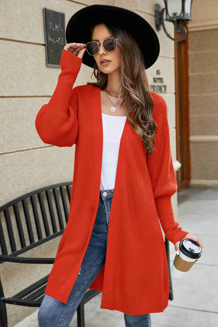 Open Front Lantern Sleeve Cardigan - Fashion TechOpen Front Lantern Sleeve Cardigan