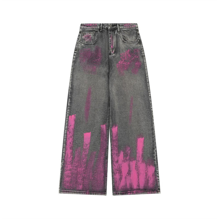 Painting Inkjet Wide Leg Jeans Men - Street Savage CulturePainting Inkjet Wide Leg Jeans Men