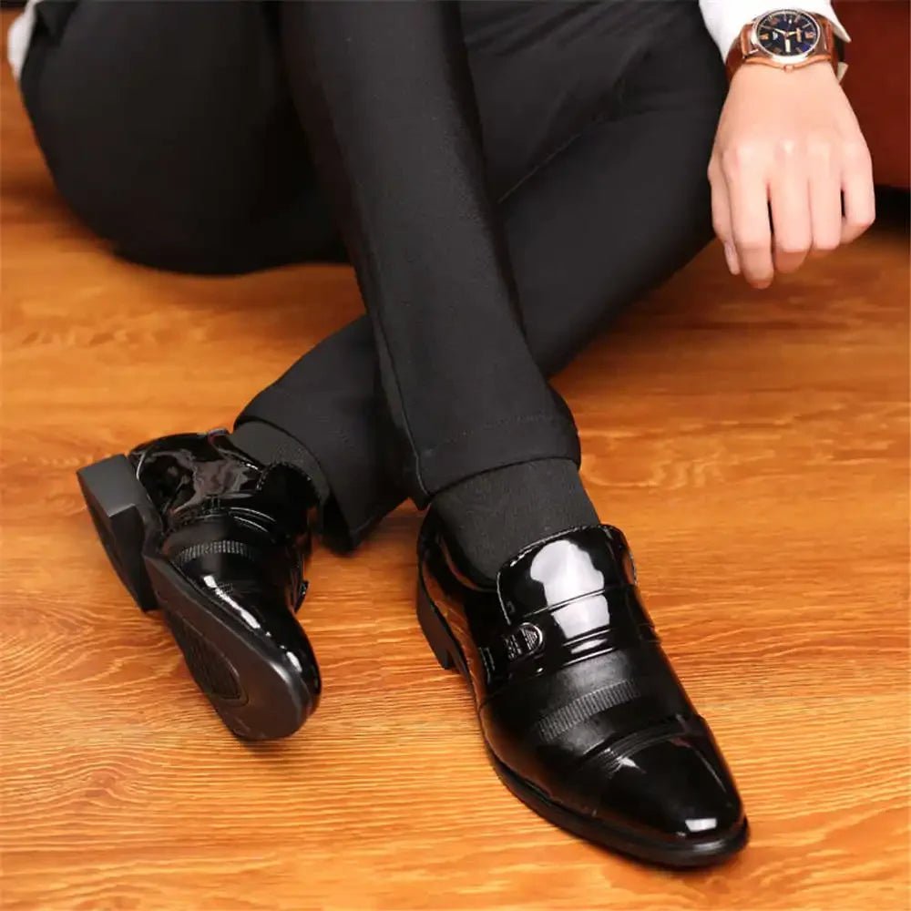 Patent Leather Laceless Cheap Man Shoes Heels Elegant Blue Shoes - Street Savage CulturePatent Leather Laceless Cheap Man Shoes Heels Elegant Blue Shoes