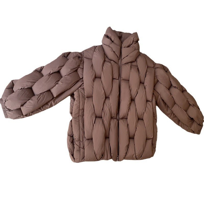 Plus Size Woven Twisted Down Cotton - padded Jacket - Street Savage CulturePlus Size Woven Twisted Down Cotton - padded Jacket