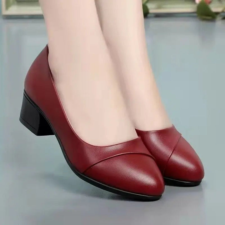 Shoes Women Mid Heel Office Lady Pumps PU Leather - Street Savage CultureShoes Women Mid Heel Office Lady Pumps PU Leather