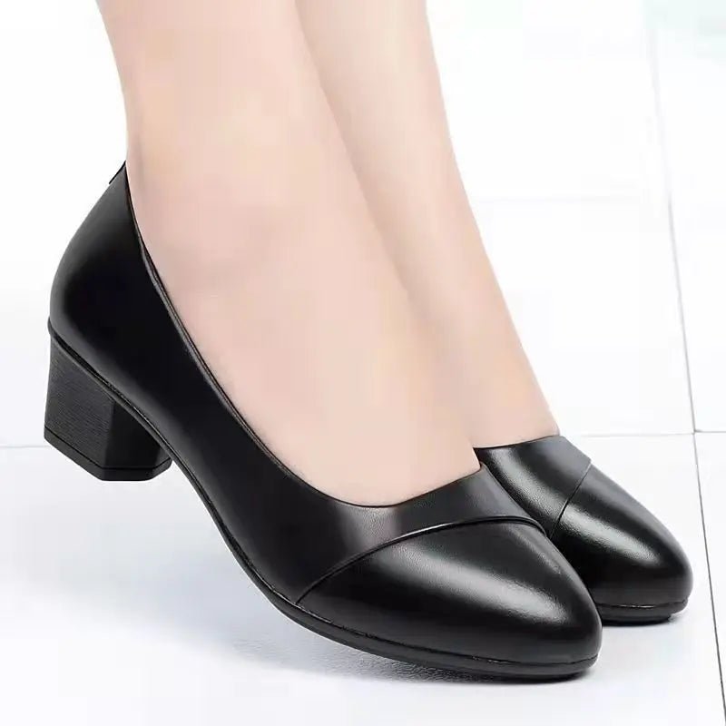 Shoes Women Mid Heel Office Lady Pumps PU Leather - Street Savage CultureShoes Women Mid Heel Office Lady Pumps PU Leather