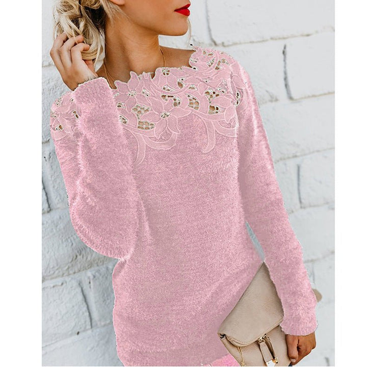 Stitching lace long sleeve sweater - Fashion TechStitching lace long sleeve sweater