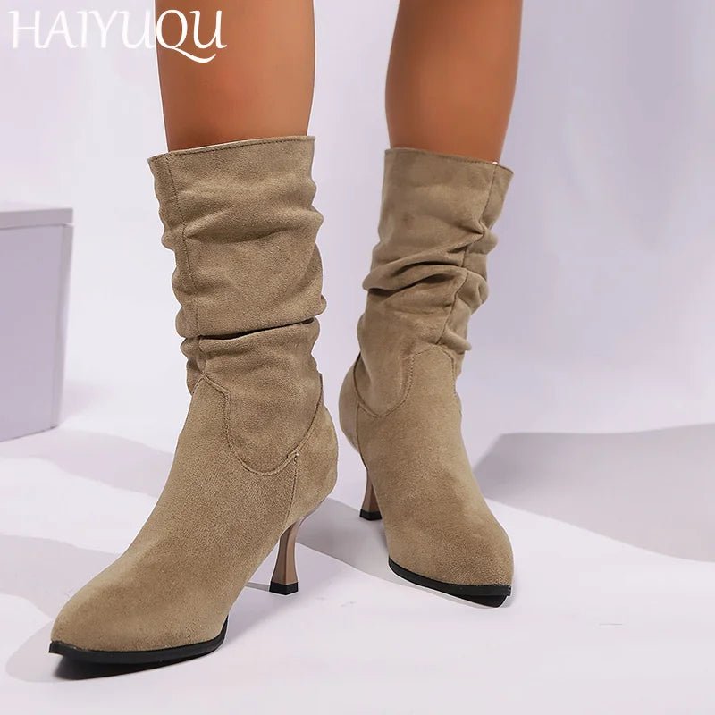 Suede High Heels Women Ankle Boots Pointed Toe Fashion Elegant Shoes Woman 2025 - Street Savage CultureSuede High Heels Women Ankle Boots Pointed Toe Fashion Elegant Shoes Woman 2025