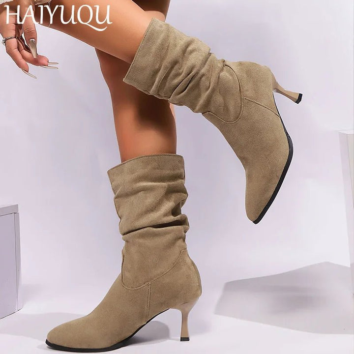 Suede High Heels Women Ankle Boots Pointed Toe Fashion Elegant Shoes Woman 2025 - Street Savage CultureSuede High Heels Women Ankle Boots Pointed Toe Fashion Elegant Shoes Woman 2025