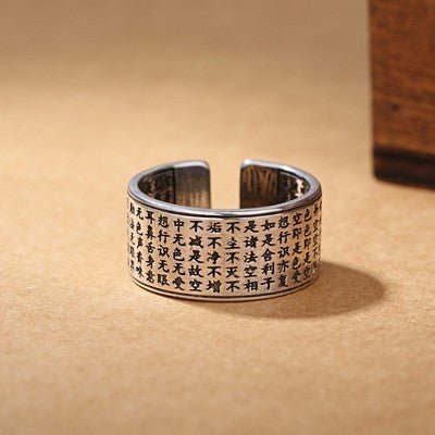 Tibetan Heart Sutra Silver Ring - Fashion TechTibetan Heart Sutra Silver Ring