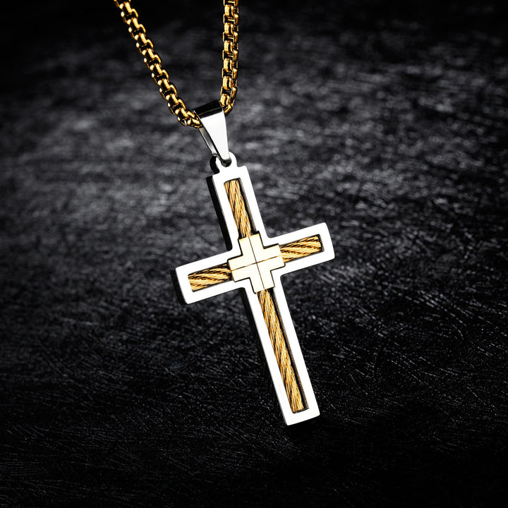 Titanium Steel Wire Cross Men's Necklace - Fashion TechTitanium Steel Wire Cross Men's Necklace