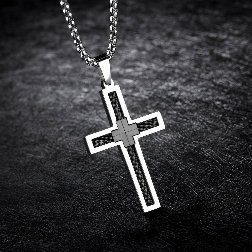 Titanium Steel Wire Cross Men's Necklace - Fashion TechTitanium Steel Wire Cross Men's Necklace