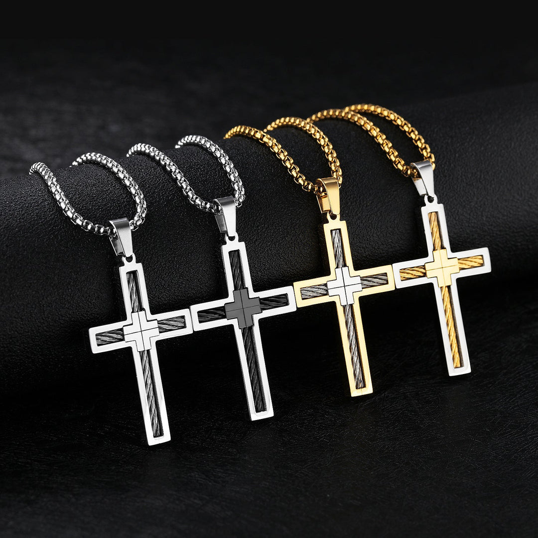 Titanium Steel Wire Cross Men's Necklace - Fashion TechTitanium Steel Wire Cross Men's Necklace