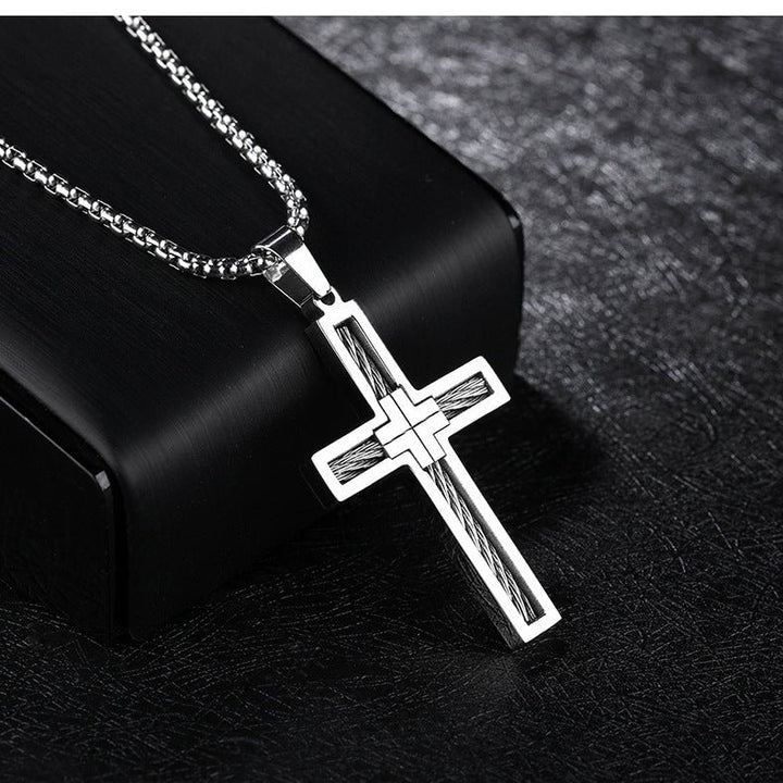 Titanium Steel Wire Cross Men's Necklace - Fashion TechTitanium Steel Wire Cross Men's Necklace