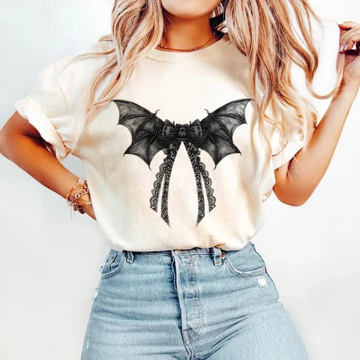 White Women's Halloween Cute Pattern Streetwear T-shirt - Fashion TechWhite Women's Halloween Cute Pattern Streetwear T-shirt