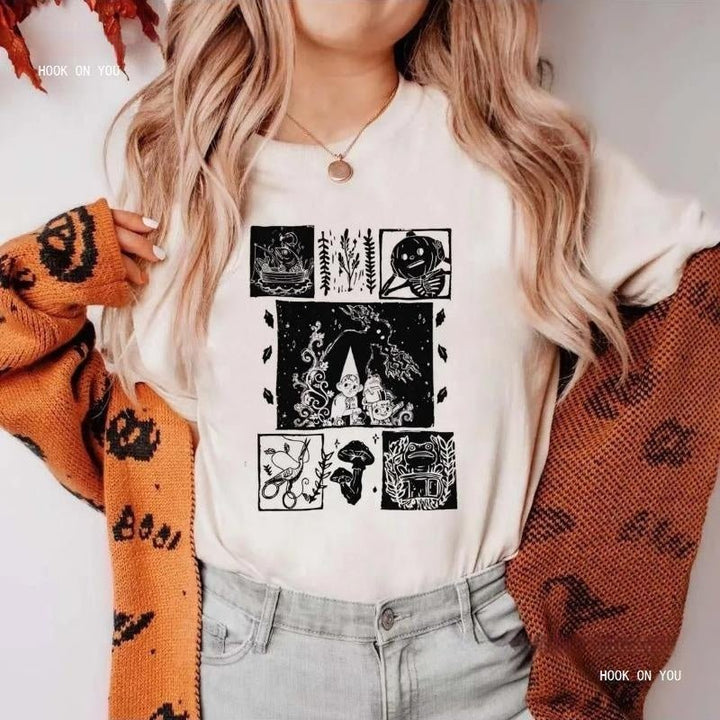 White Women's Halloween Cute Pattern Streetwear T-shirt - Fashion TechWhite Women's Halloween Cute Pattern Streetwear T-shirt